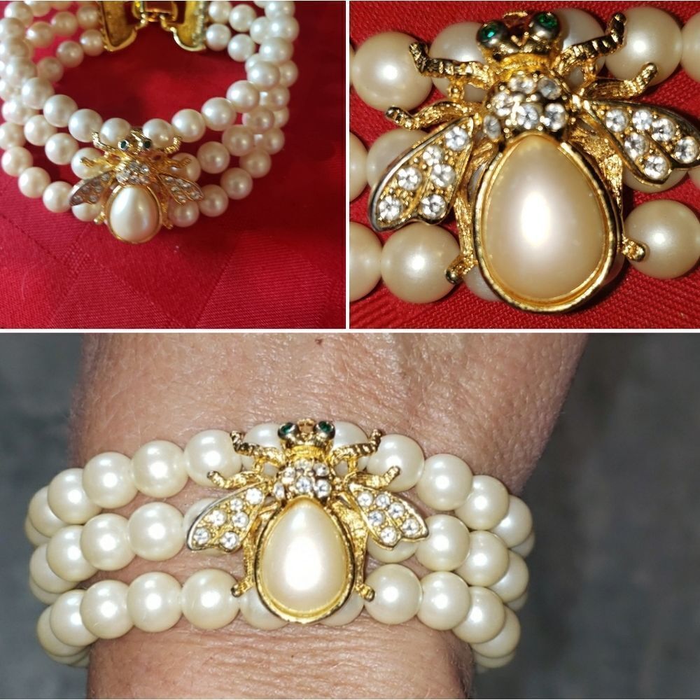 VNTG Decorative Firefly Faux Pearl Bracelet